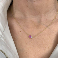 14K Pink Sapphire Heart & Diamond Necklace