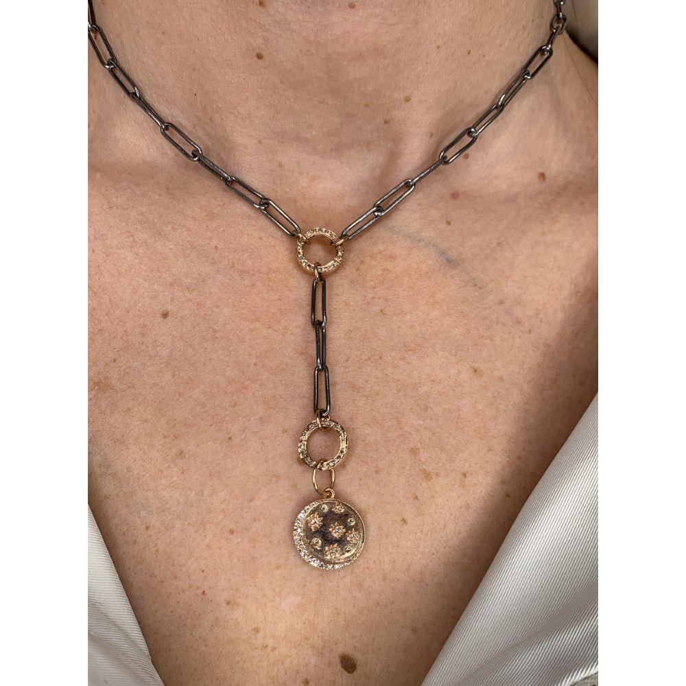 14K Rose Gold & Diamond Moon & Stars Necklace