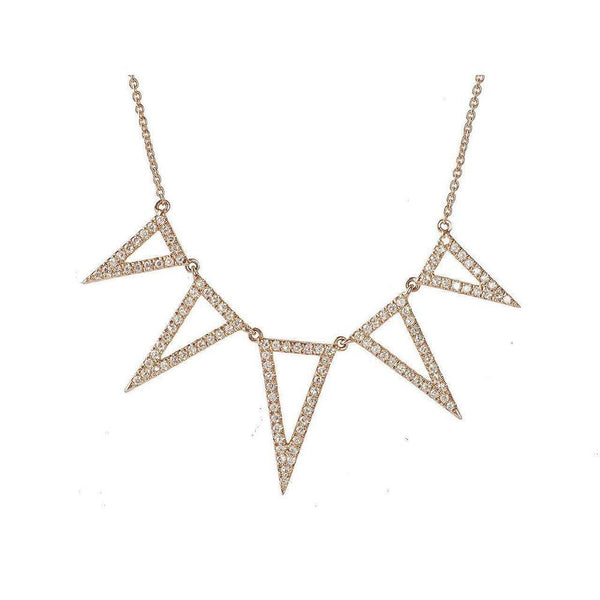 14K Rose Gold Necklace with Diamonds 3 Chain Sizes in the same Necklace: 16"-17"-18"