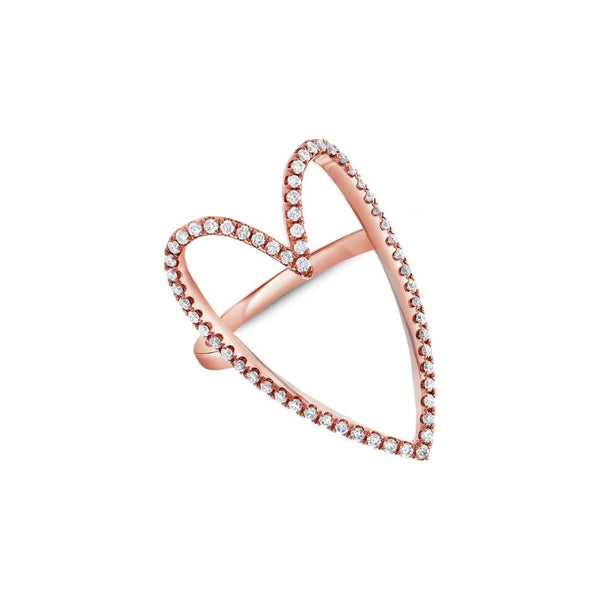 14K Rose Gold & Diamond Heart Ring, beautiful for every day.  14K Rose Gold weight: 3.74 grams 60 Diamonds: 0.49 ct