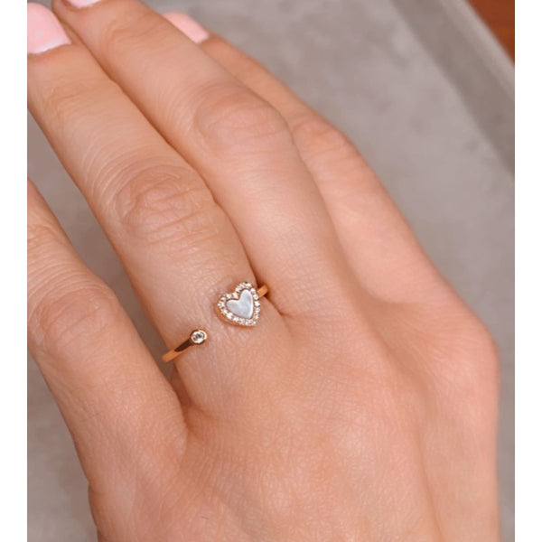 14K Rose Gold with Mother of Pearl Heart Ring