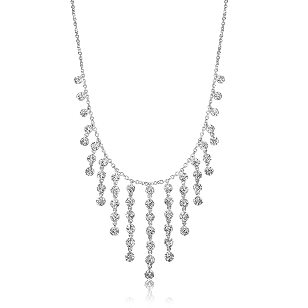 14K White Cascade Diamond Necklace