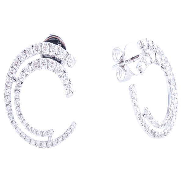 14K White Gold Half Circle Diamond earrings, beautiful for every day.