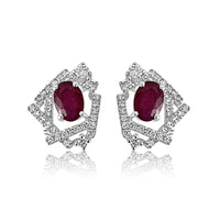 Ruby & Diamond Geometric Studs  Gold weight: 2.01 grams 62 Diamond: 0.21 ct 2 Ruby: 0.86 ct Gold Post 