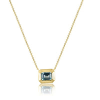 14K Yellow Gold Bezel Sky Blue Topaz Necklace