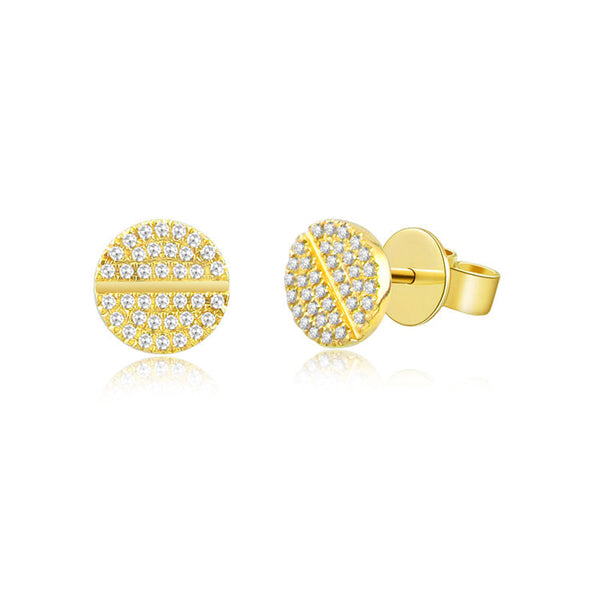Studs 14K Yellow Gold with Diamonds for beautiful every day.  72 SC: 0.14 ct 14K Yellow Gold weight: 1.66 grams Gold Post 