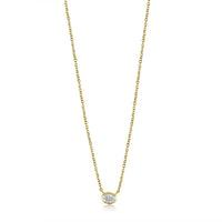 14K Yellow Gold & Diamond Oval Pendant necklace for beautiful everyday.  14K Yellow Gold  Diamonds: 0.20 ct Chain size 16" + 2"