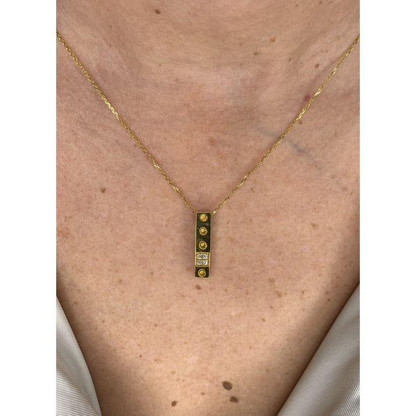 Products 14K Yellow Gold & Diamonds Square Necklace