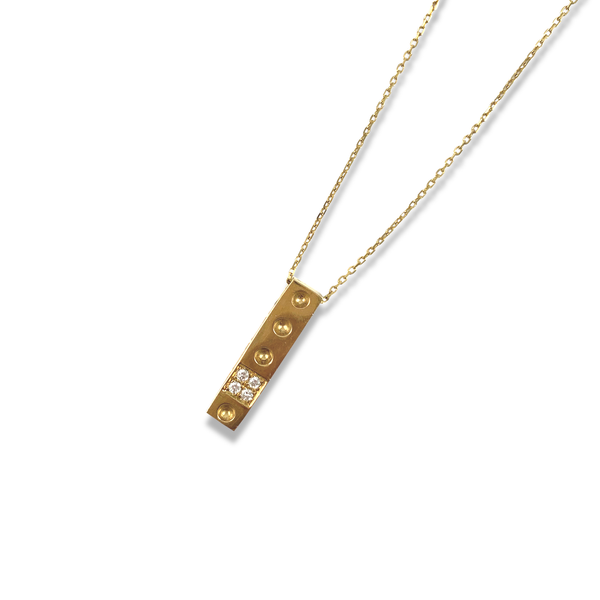 Products 14K Yellow Gold & Diamonds Square Necklace