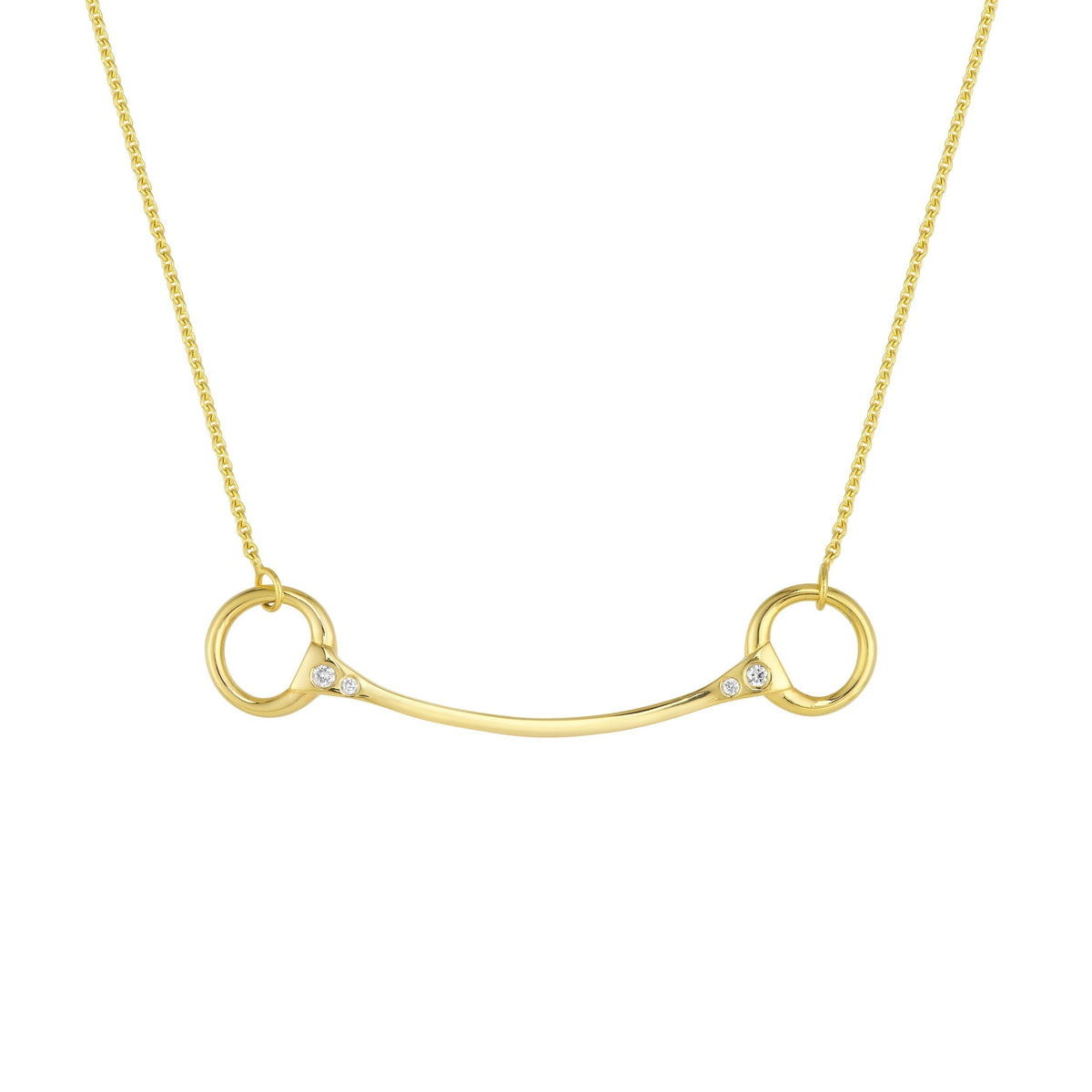 14K Yellow Gold Horse Bit Necklace