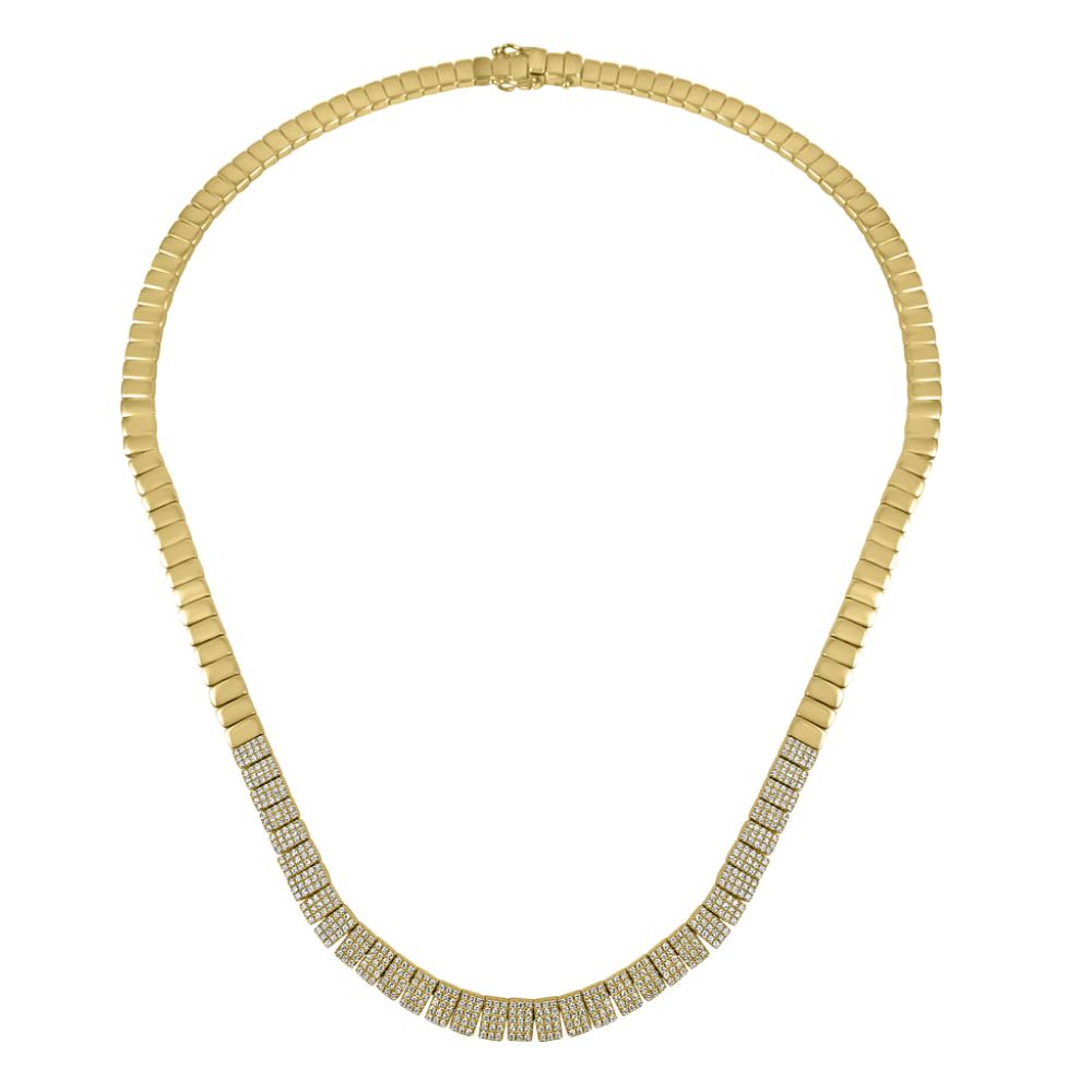 14K Yellow Gold Squares with Diamonds Necklace