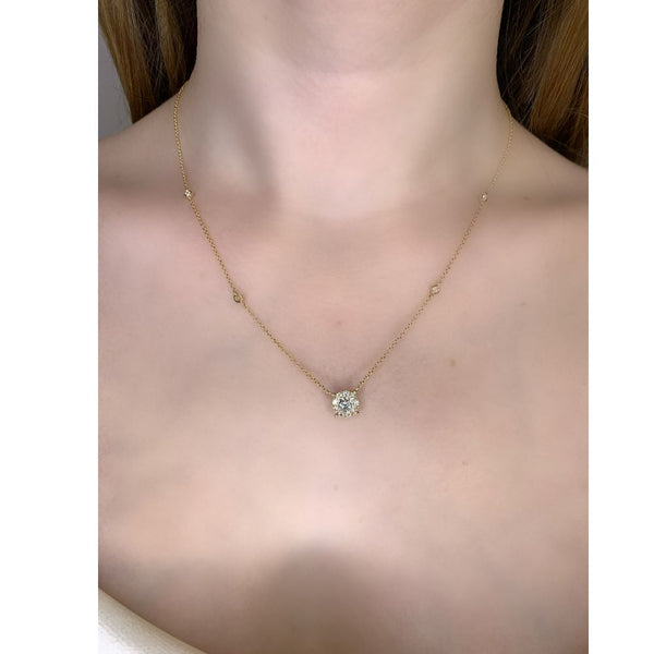 14K Yellow Gold with Diamond Soltaire Necklace