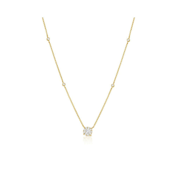 14K Yellow Gold with Diamond Soltaire Necklace