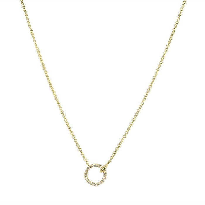 14K Diamond Circle Yellow & Rose Gold Necklace - Adriana Fine Jewelry