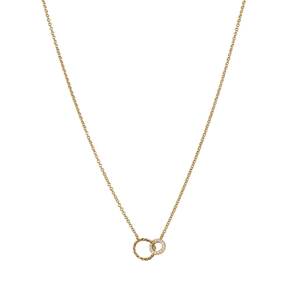14K Interlink Circle with Diamonds in Rose Gold Necklaces