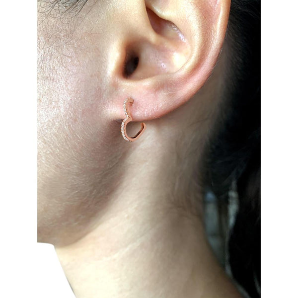 14K Rose Gold Heart Earrings with Diamonds