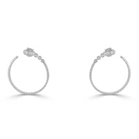 14K White Gold and Diamonds Earrings  10 Diamonds of 0.17ct 108 Diamonds of 0.33ct Gold Total Weight: 3.42g Post Back Closure
