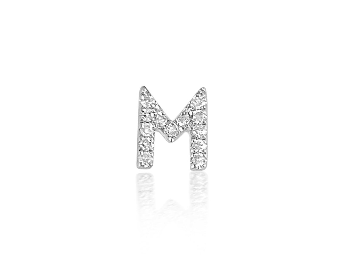 Single Initial Earring in 14K Gold with Diamonds