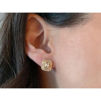 14K Yellow Gold Stud Earrings with Baguettes