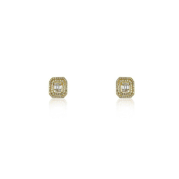 14K Yellow Gold Earrings with Baguettes