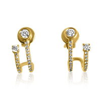 14K Yellow Gold Earrings with Diamonds     4 Diamonds of 0.17ct 34 Diamonds of 0.09ct Gold Total Weight: 1.80g Post Back Closure