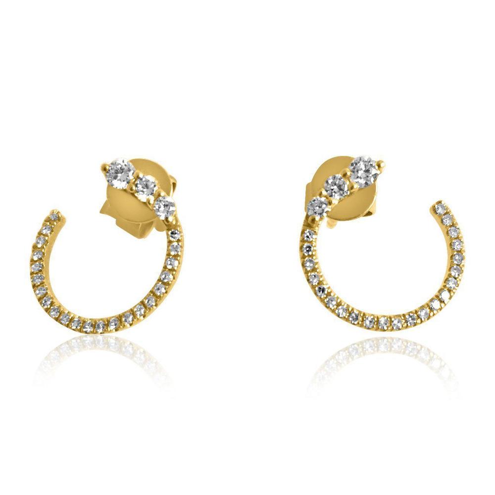 14K Yellow Gold Earrings with Diamonds     6 Diamonds of 0.20ct 14 Diamonds of 0.14ct Gold Total Weight: 1.76g Wire Back Closure