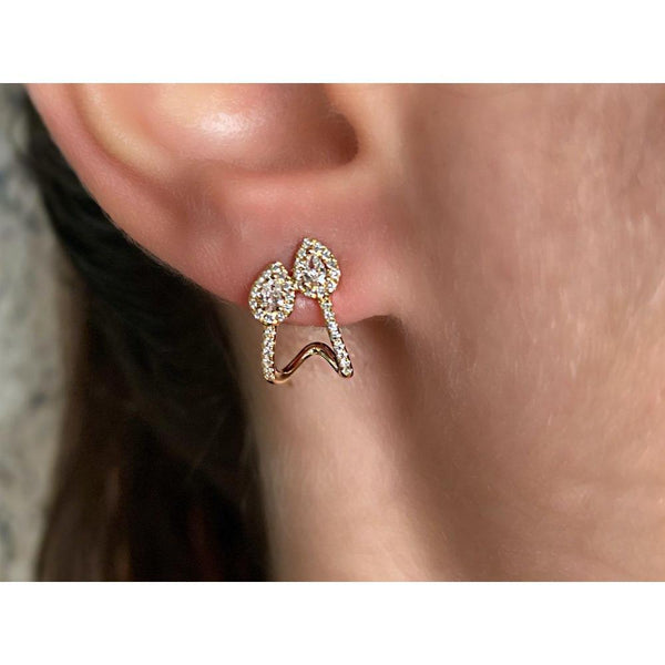 14K Yellow Gold Earring Hoops with Diamonds