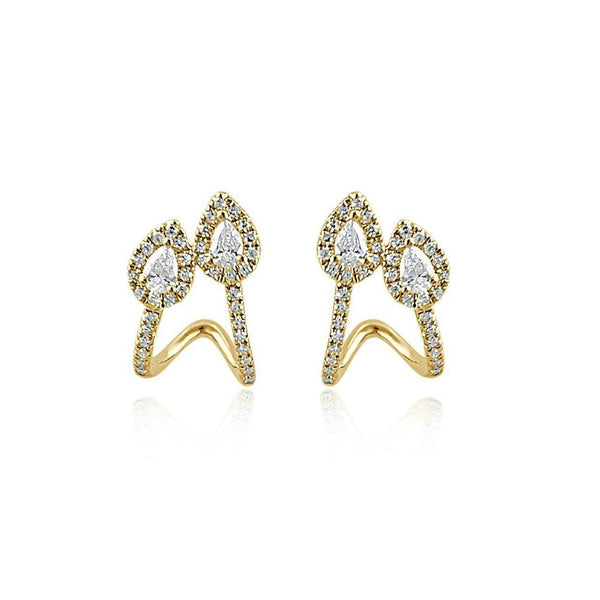 14K Yellow Gold Hoops with Diamonds, modern and elegant, they  will become your personal favorite.  4 Diamonds: 0.21 ct 76 Diamonds:  0.20 ct 14K Yellow Gold weight: 2.26 grams