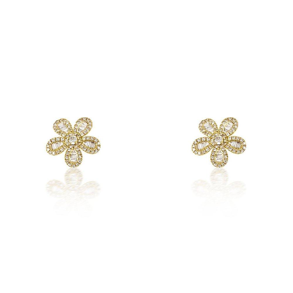 Hammered Gold and Diamond Flower Earring | Jewelry Stack