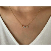 14K Yellow Gold Rectangle Link Necklace with Diamonds