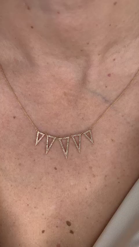 14K Rose Gold Diamond Traiangle Necklace