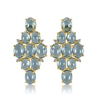 18K Yellow Gold Aquamarine & Diamond Vine Earrings