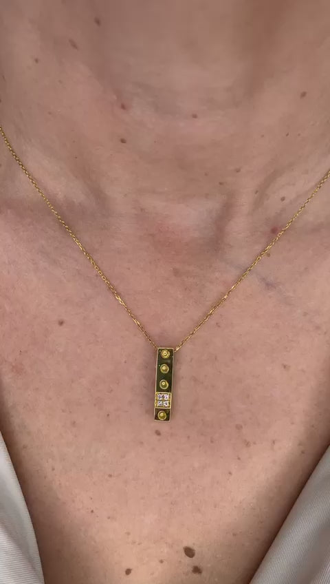 Products 14K Yellow Gold & Diamonds Square Necklace