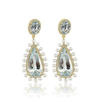 Aquamarine with Pearl & Diamond Earring