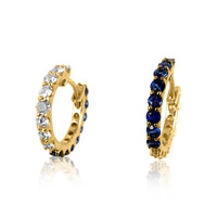 Blue Sapphire & Diamonds Reversible Hoops  14K Yellow Gold Diamond total weight: 0.56ct Blue Sapphire: 0.63ct