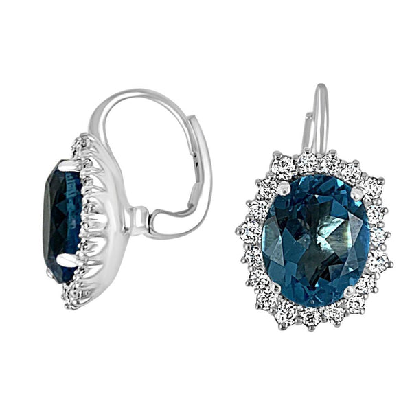 14K White Gold Blue Topaz Studs for beautiful every day.  14K White Gold  Diamond: 0.76ct Blue Topaz: 7.99ct