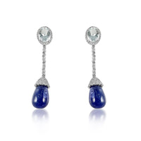 Blue Topaz & Tanzanite Diamond Long Earrings