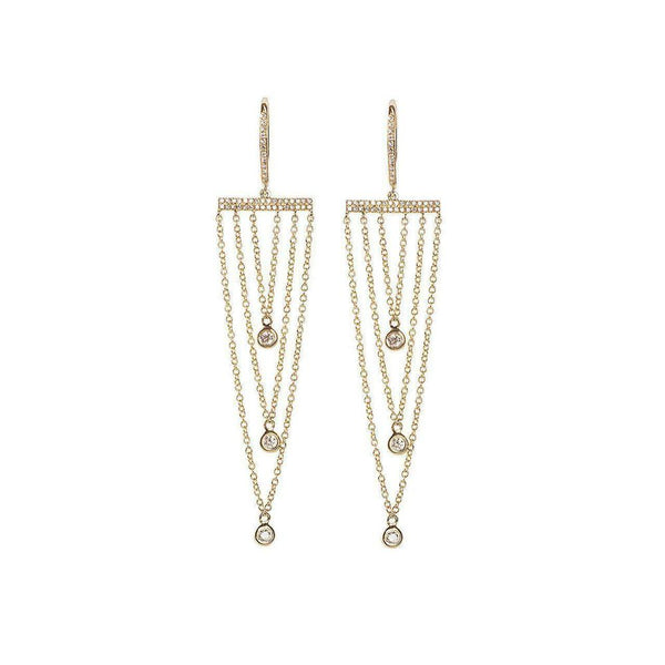 14K Yellow Gold Earrings with Diamonds - Lever Back Closure