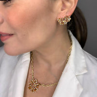 Citrine & Diamond with 14K Yellow Gold Climber Earrings and Necklace Set