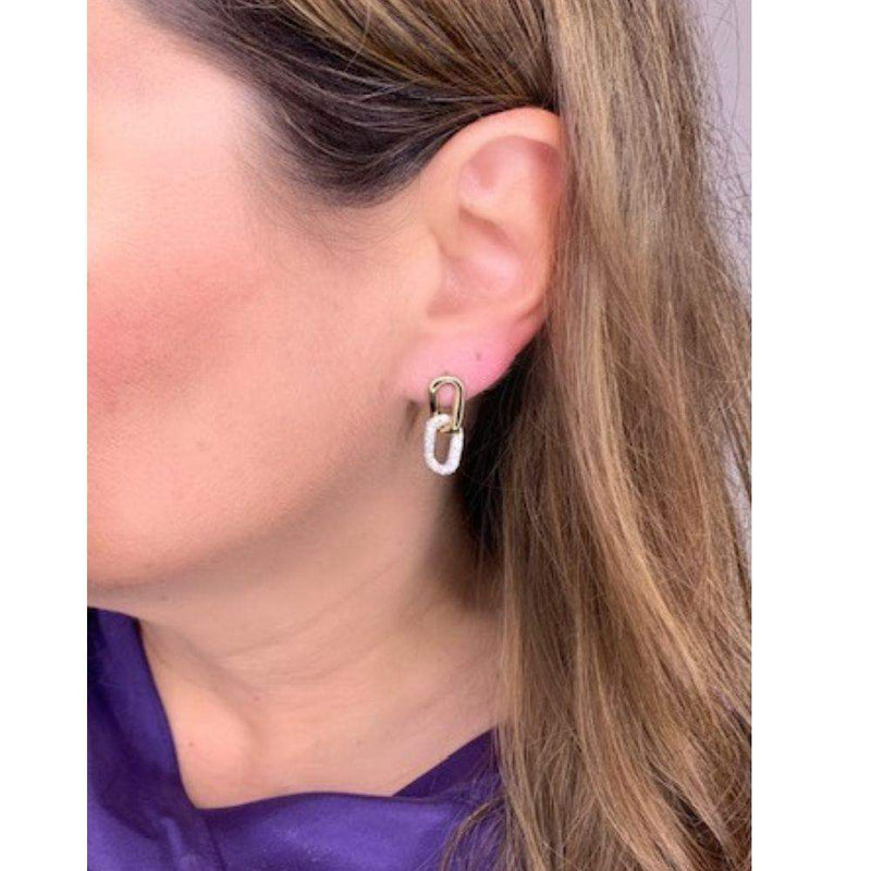 Diamond Link Drop Earring in 14K Yellow Gold