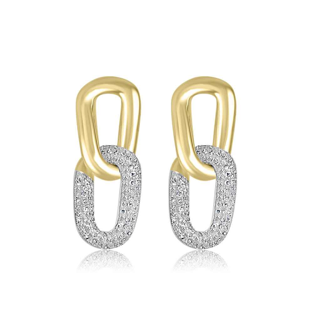 Diamond Link Drop Earring in 14K Yellow Gold