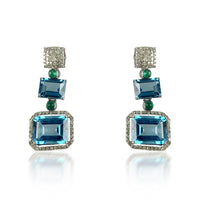 Emerald & Blue Topaz Diamonds Earrings