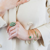 Half & Half Emerald Bracelet with Paperclip chain