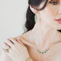 Emerald & Diamond Necklace in 14K Yellow Gold