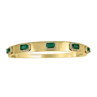 Oval Emerald and Diamond 2-Row Bangle Bracelet in 14k Gold – ASSAY