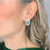 Emerald & Diamondin in 18K White Gold  Earrings