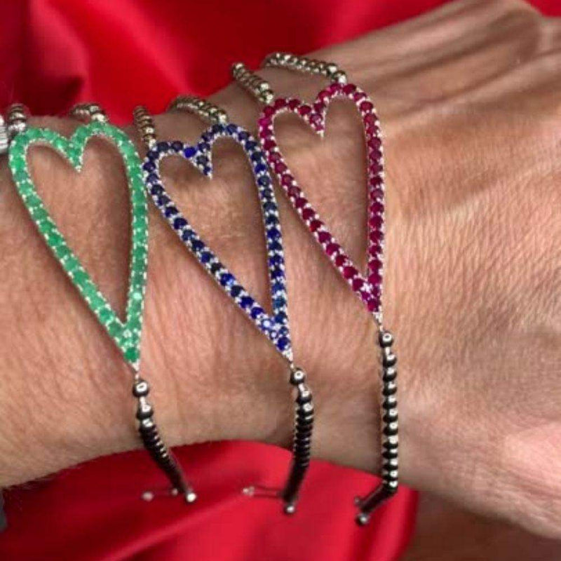 Emerald Heart with 14K White Gold Bracelet - Adriana Fine Jewelry