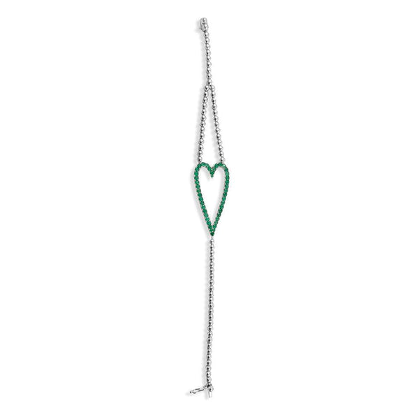 Emerald Heart with 14K White Gold Bracelet