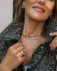 Half & Half Paperclip & Emerald Necklace