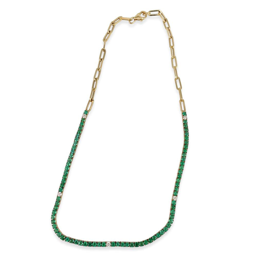 Half & Half Paperclip & Emerald Necklace